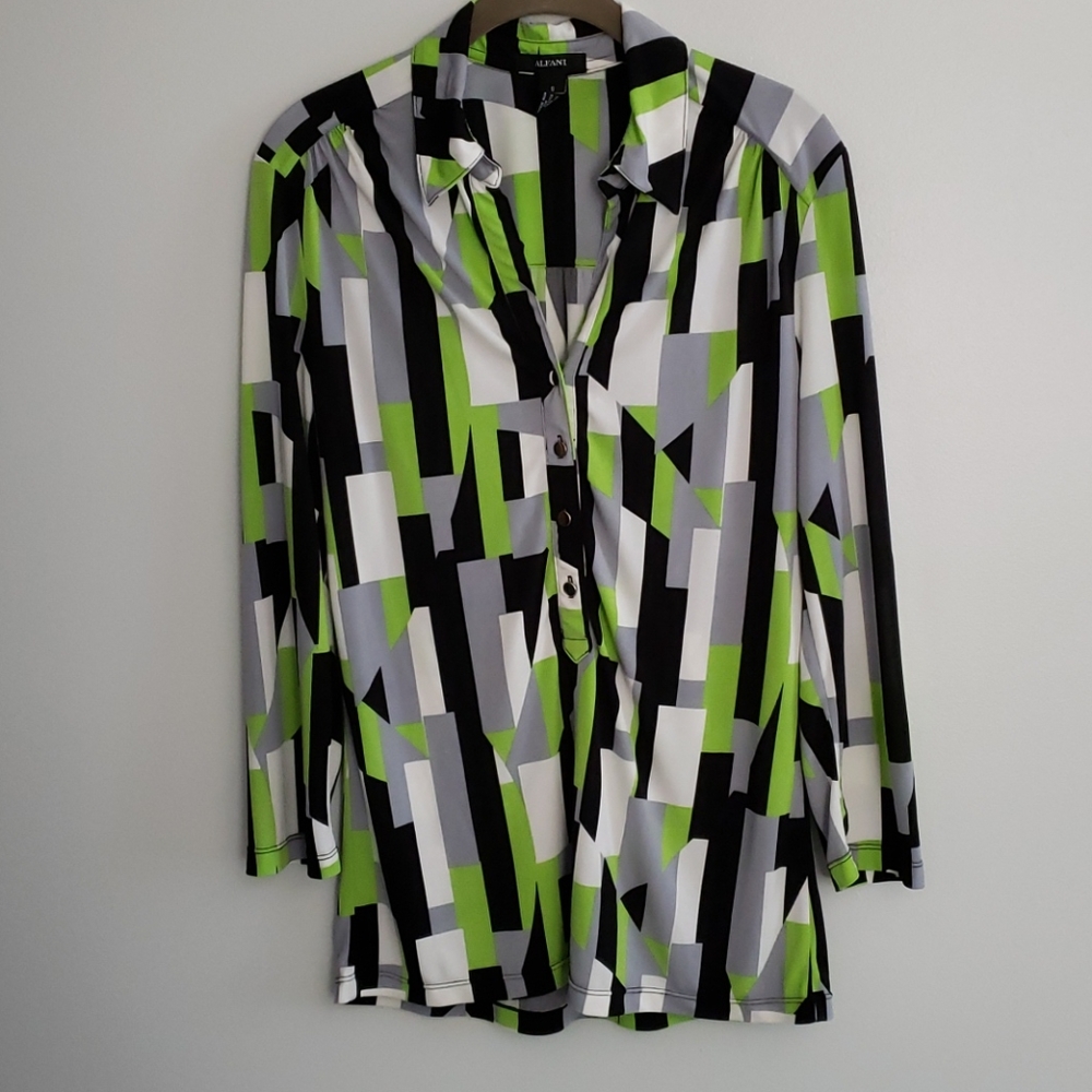 Multicolor Alfani Green and Black Tunic size S